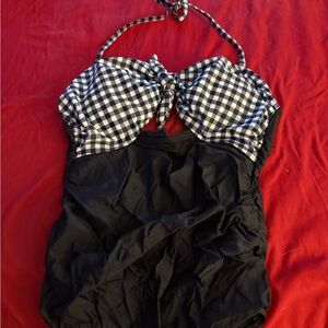 Black and White Checkered Kids One Piece